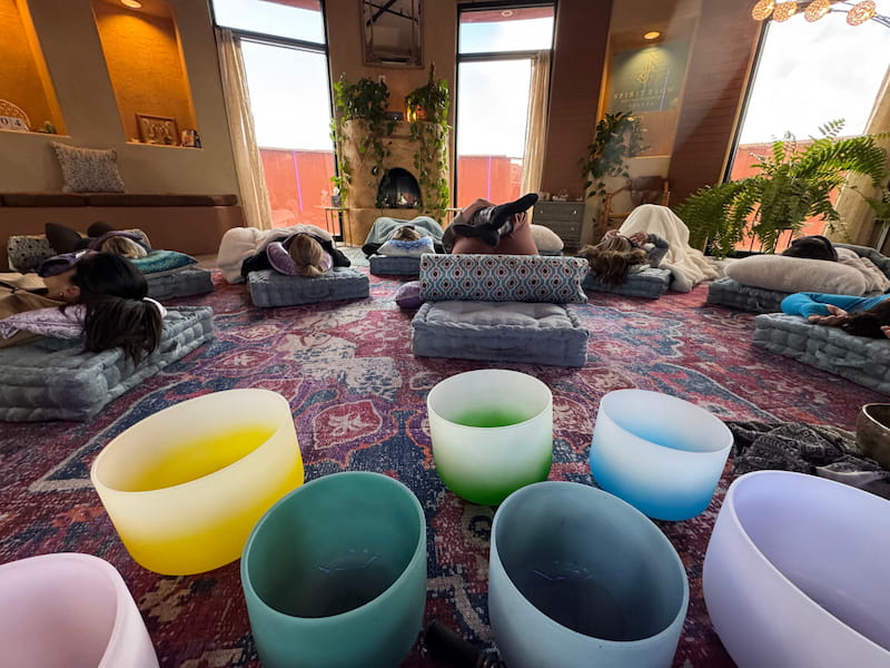 Sound Bath at Group Retreat sound bath in healing retreat in Sedona