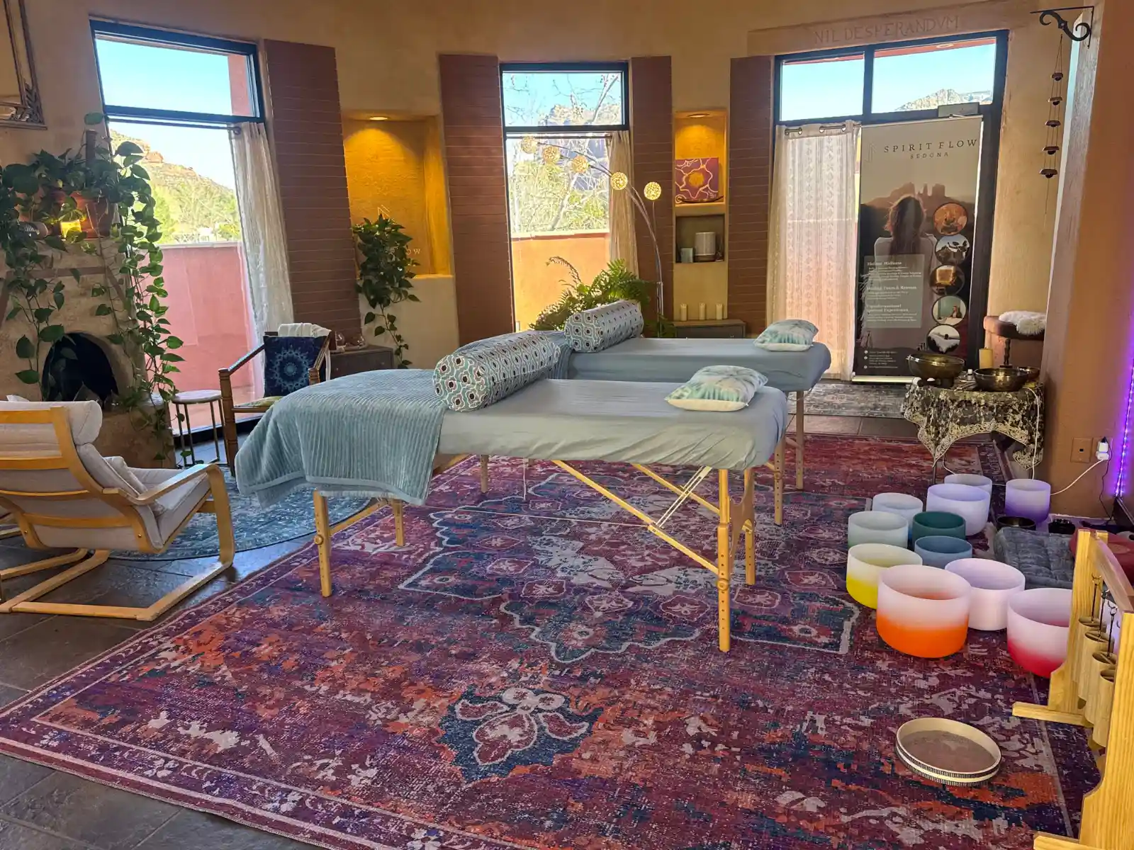 two healing table in SFS Healing Sanctuary with two healing tables for couples sessions